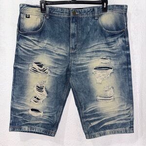 Switch Remarkable Distressed Denim Shorts Size 42 Mens Light Wash Ripped Street
